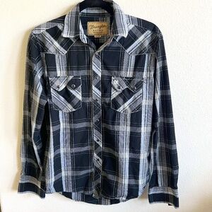 Wrangler Retro Western Men's Shirt Black and White Plaid Size Small